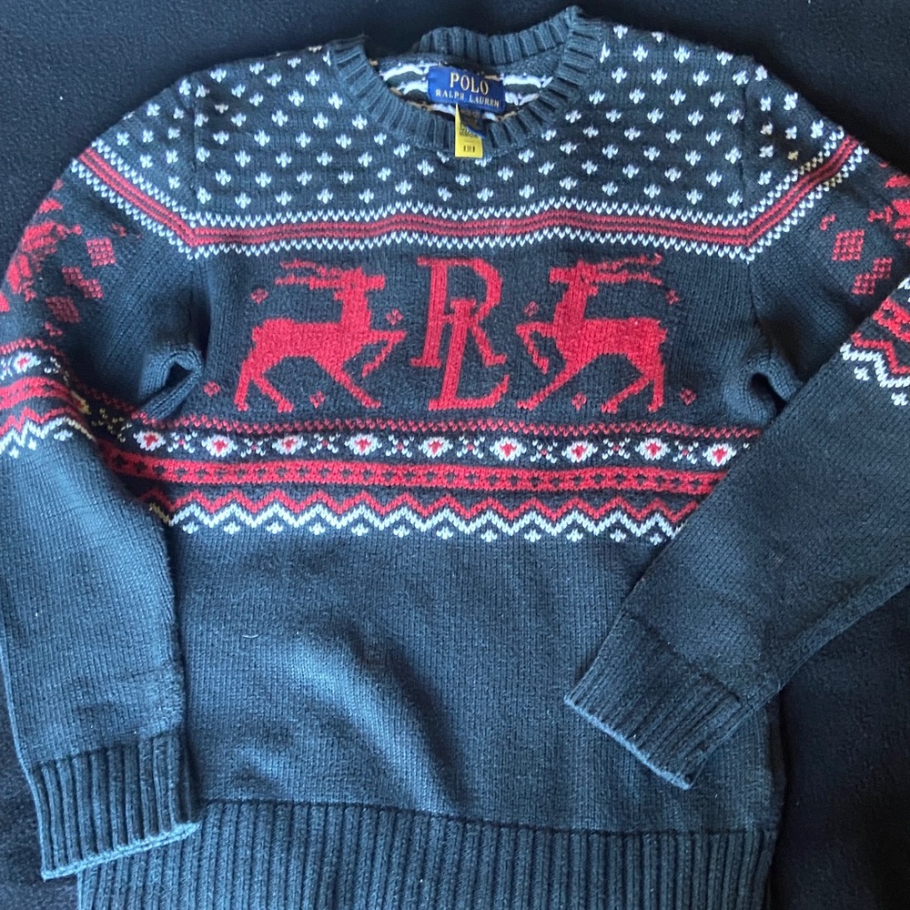 Polo by Ralph Lauren boy's Black and Red Reindeer Sweater
